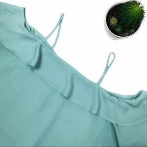 Elodie Mint Cold Shoulder Long Sleeve Blouse